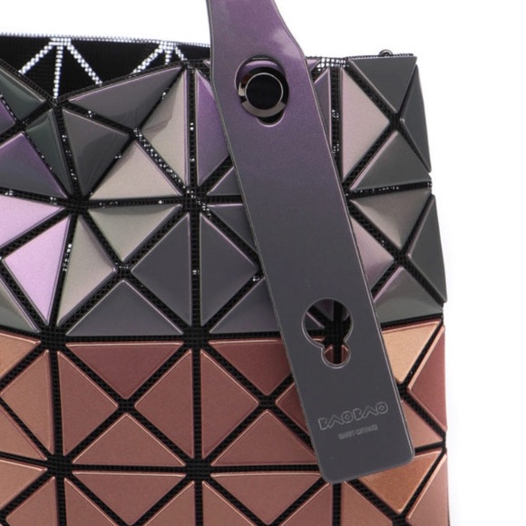 Bao Bao Issey Miyake Platinum Mermaid Tote Purple and Beige 10.75” x 10.75” - Picture 3 of 13